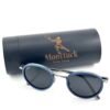 Handcrafted blue maple wood round sunglasses with polarized UV400 lenses, Amangasette by Monttuck