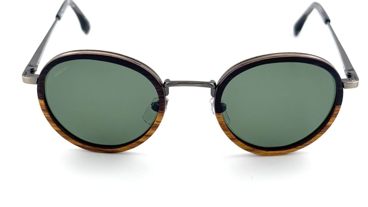 Sagaponack ebony kosso wood round sunglasses UV400 polarized Monttuck New York
