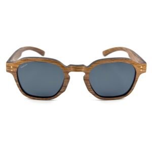 Handcrafted walnut wood square sunglasses with polarized UV400 lenses and carbon fiber temples, Sag Harbor by Monttuck