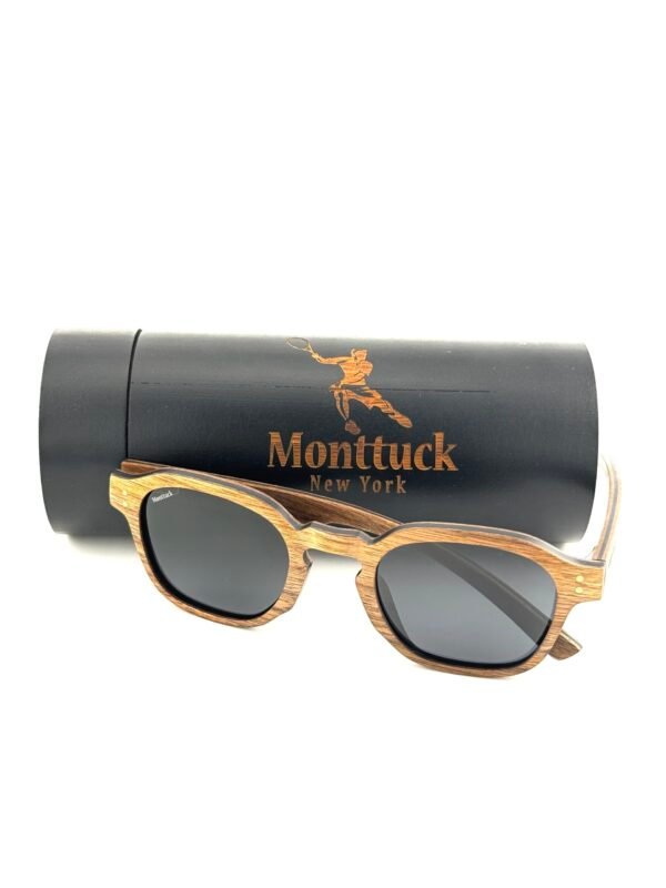 Sag Harbor - Walnut Wood Sunglasses - Monttuck Handcrafted walnut wood square sunglasses with polarized UV400 lenses and carbon fiber temples, Sag Harbor by Monttuck