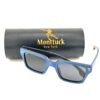 Handcrafted blue maple wood square sunglasses with polarized UV400 lenses and carbon fiber temples, Montauk by Monttuck
