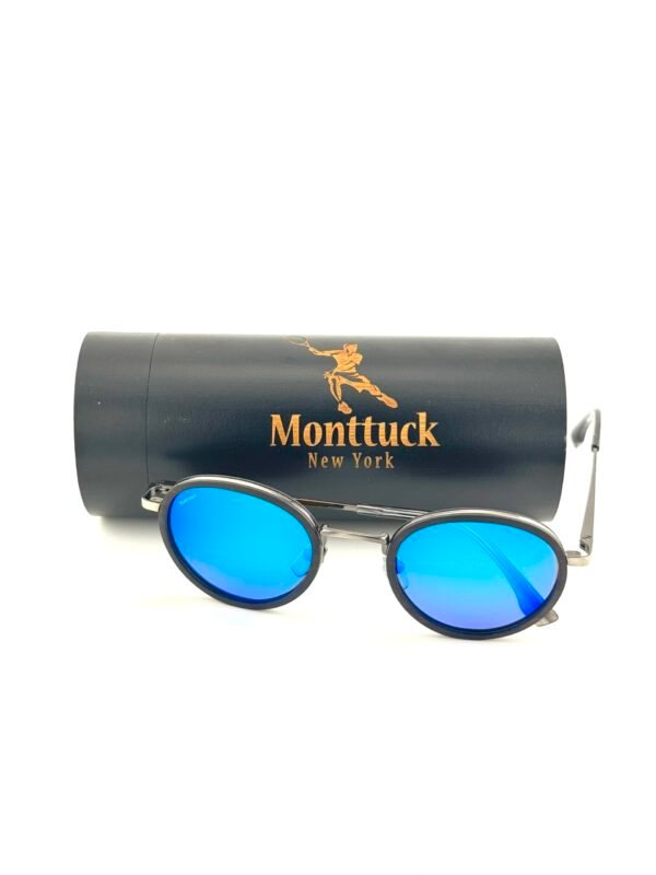Handcrafted wood sunglasses with blue revo polarized lenses and anti-seawater coating, Atlantic by Monttuck
