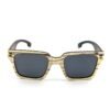 Handcrafted zebrawood square sunglasses with polarized UV400 lenses and carbon fiber temples, Zebra Sands by Monttuck