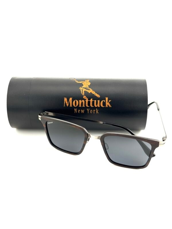 Drift - Gun Grey Wood Sunglasses - Monttuck Handcrafted wood square sunglasses with polarized UV400 lenses and carbon fiber temples, Drift by Monttuck